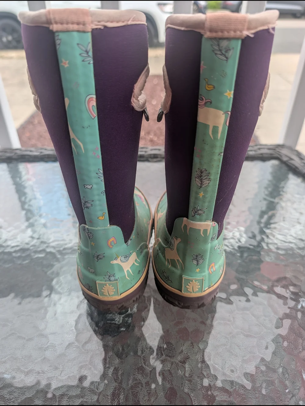 OAKI Kids' Teal Unicorn Neoprene Rain Boot
